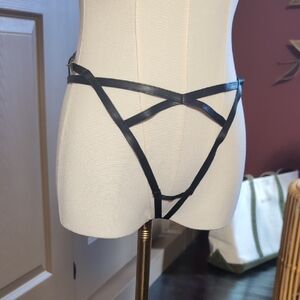 Victoria's Secret PU Leather Leatherette Crotchless Thong Panty